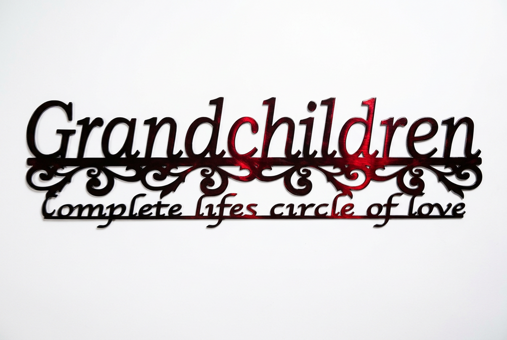 Grandchildren Complete Life's Circle of Love Metal Sign 18 Gauge Steel Wall Decor