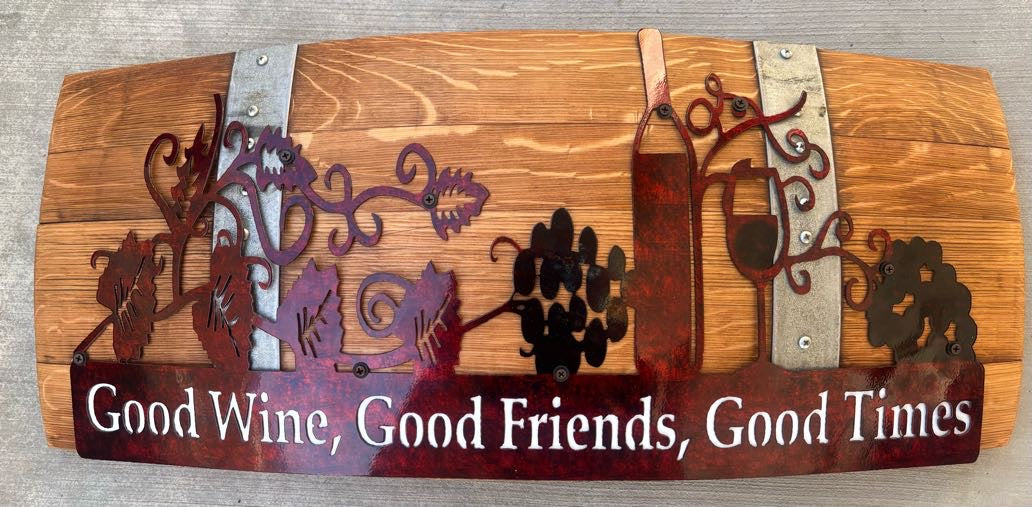 Wine Good Wine Good friends Good Times Metal Sign 11.75x23.75