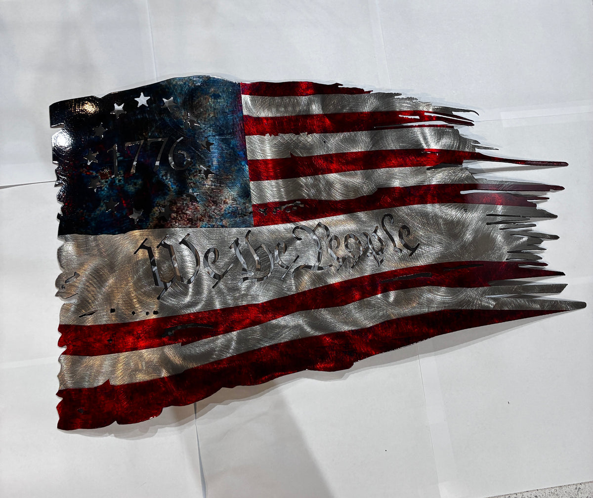 We The People Flag Cutout 1776 in Stars Metal Sign 18 Gauge Steel Wall Decor