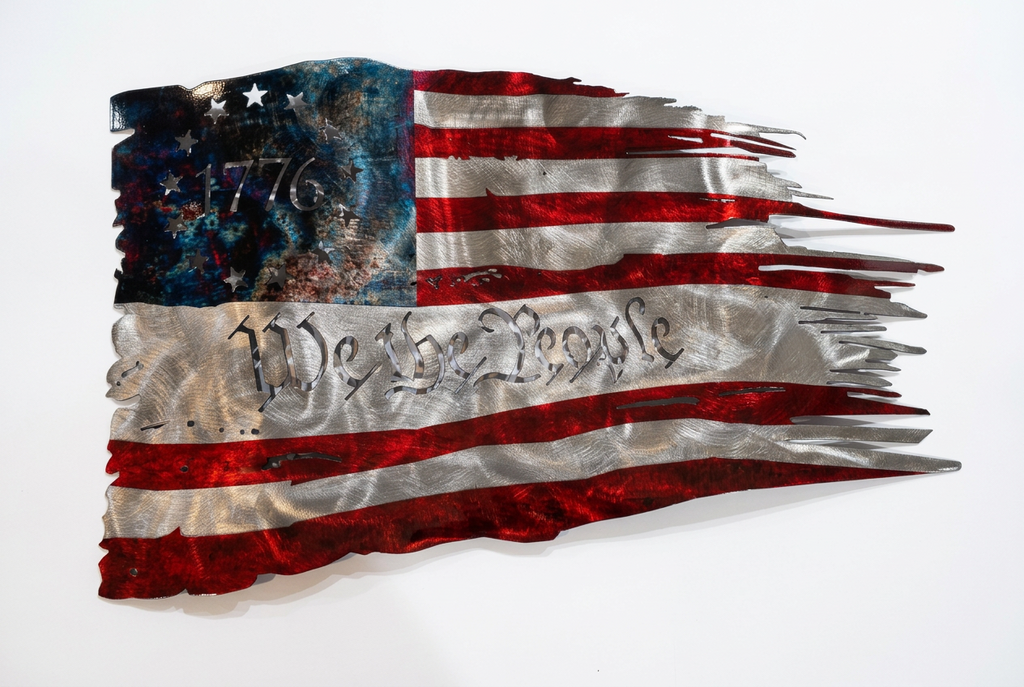 We The People Flag Cutout 1776 in Stars Metal Sign 18 Gauge Steel Wall Decor