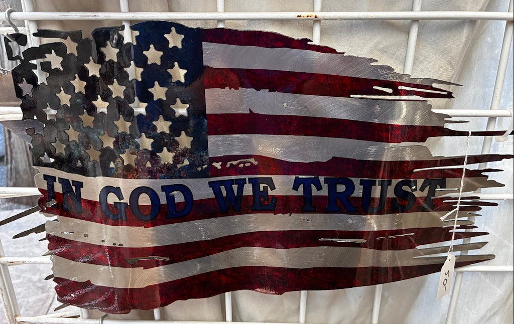 In God We Trust Flag Metal Sign 18 Gauge Steel Wall Decor