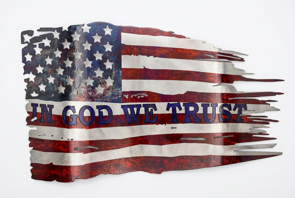 In God We Trust Flag Metal Sign 18 Gauge Steel Wall Decor