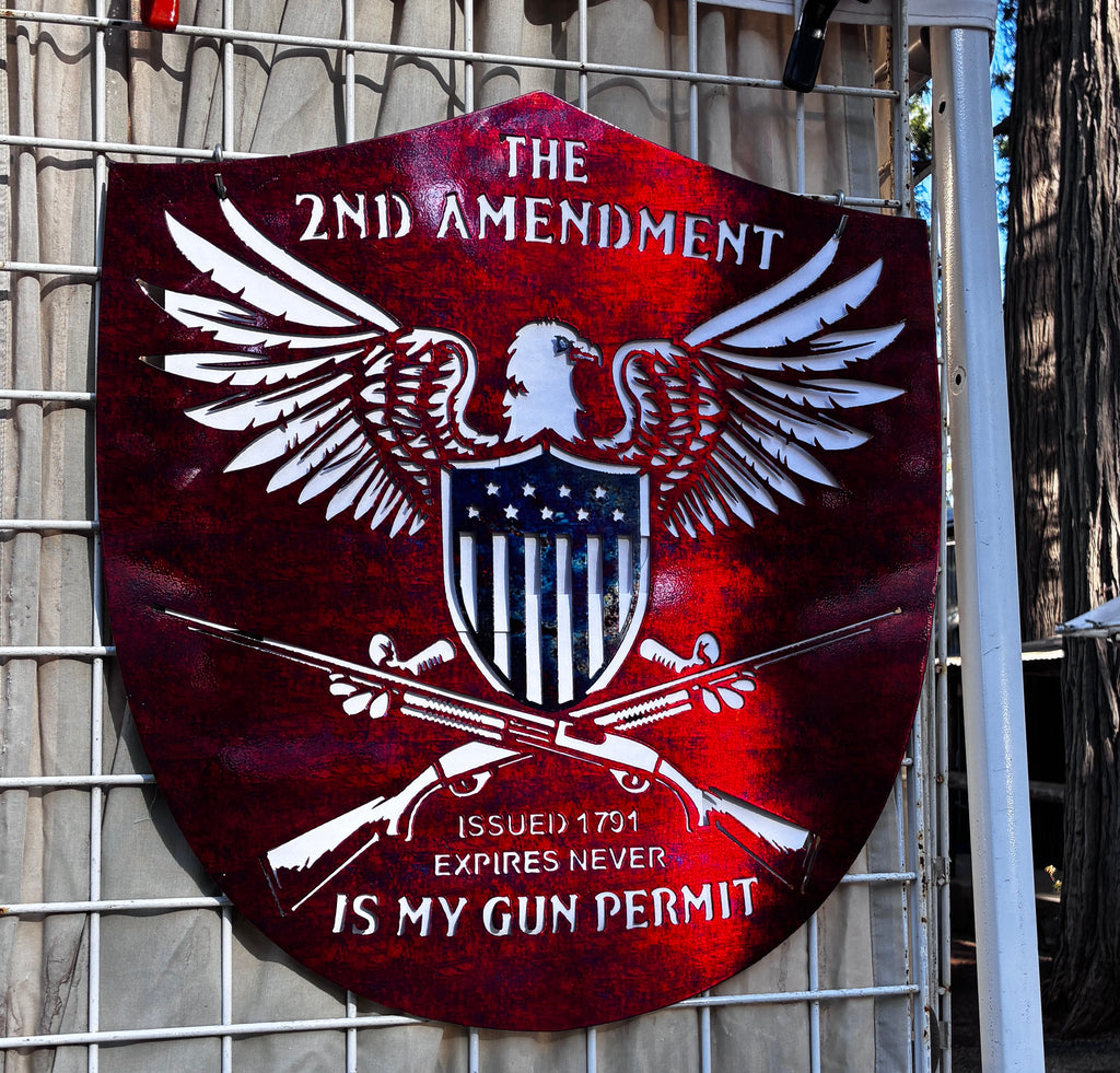 2nd Amend Shield Copper Issued 1791 Expires Never My Permit Metal Sign 23.75x21