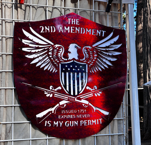 2nd Amend Shield Copper Issued 1791 Expires Never My Permit Metal Sign 23.75x21