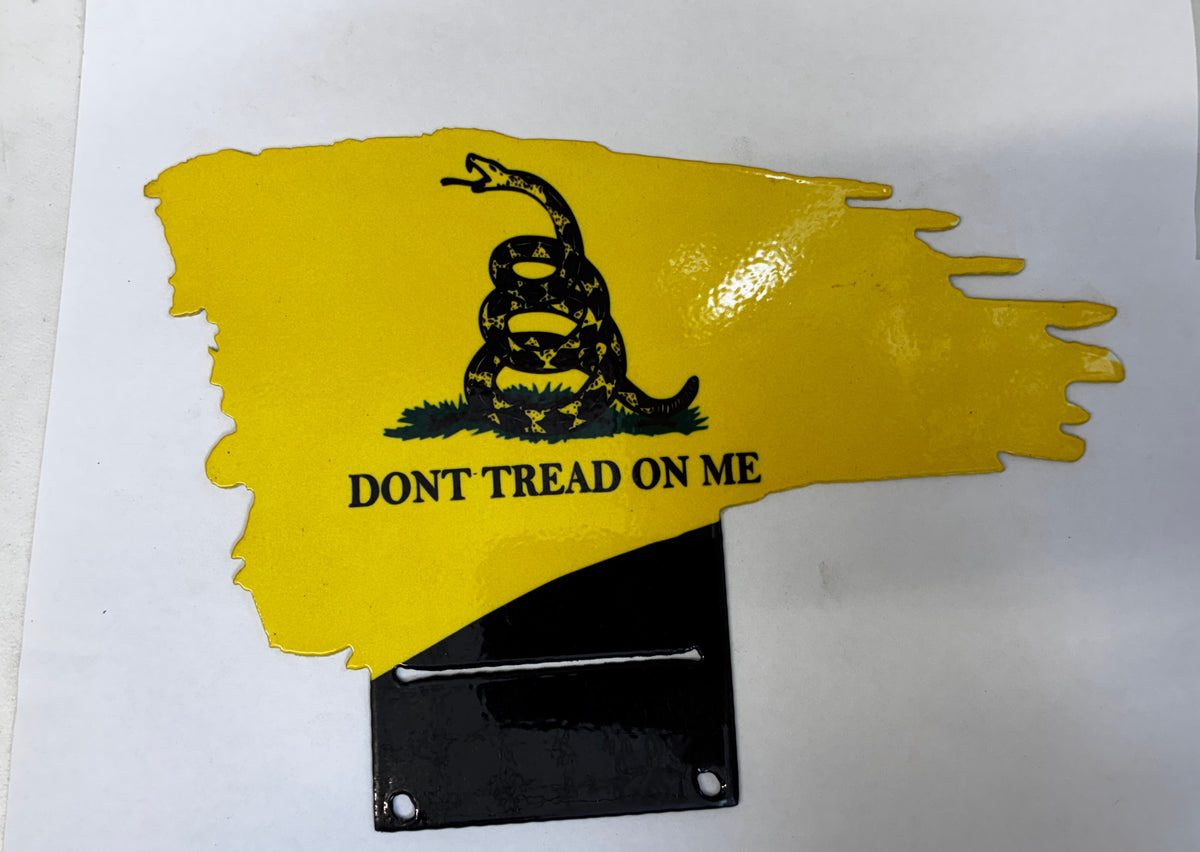 Patriotic Desk Top Flag Don't Tread On Me Yellow Metal Sign 6x8