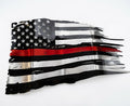 Patriotic Black/Red Line Flag Metal Sign 18 Gauge Steel Wall Decor