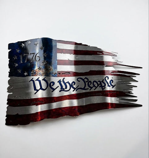 We The People Printed Flag Metal Sign 10.5 x 17 18 Gauge Steel Wall Decor