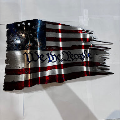 We The People Printed Flag Metal Sign 10.5 x 17 18 Gauge Steel Wall Decor
