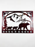 Wildlife 36in Two Bear W/ Eagle and mounts Scene Metal Sign 24x36 18 Gauge Steel Wall Decor