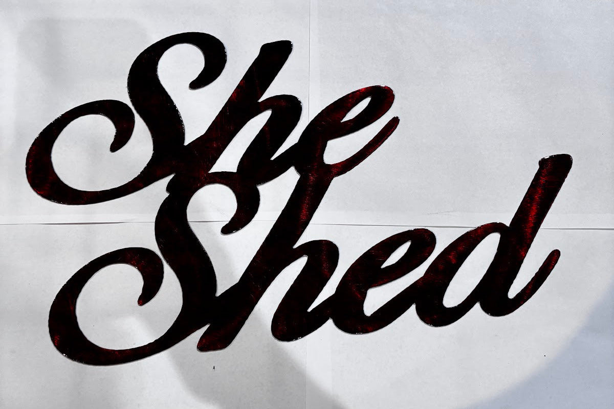 She Shed Copper Metal Sign 10.5x18.5 18 Gauge Steel Wall Decor