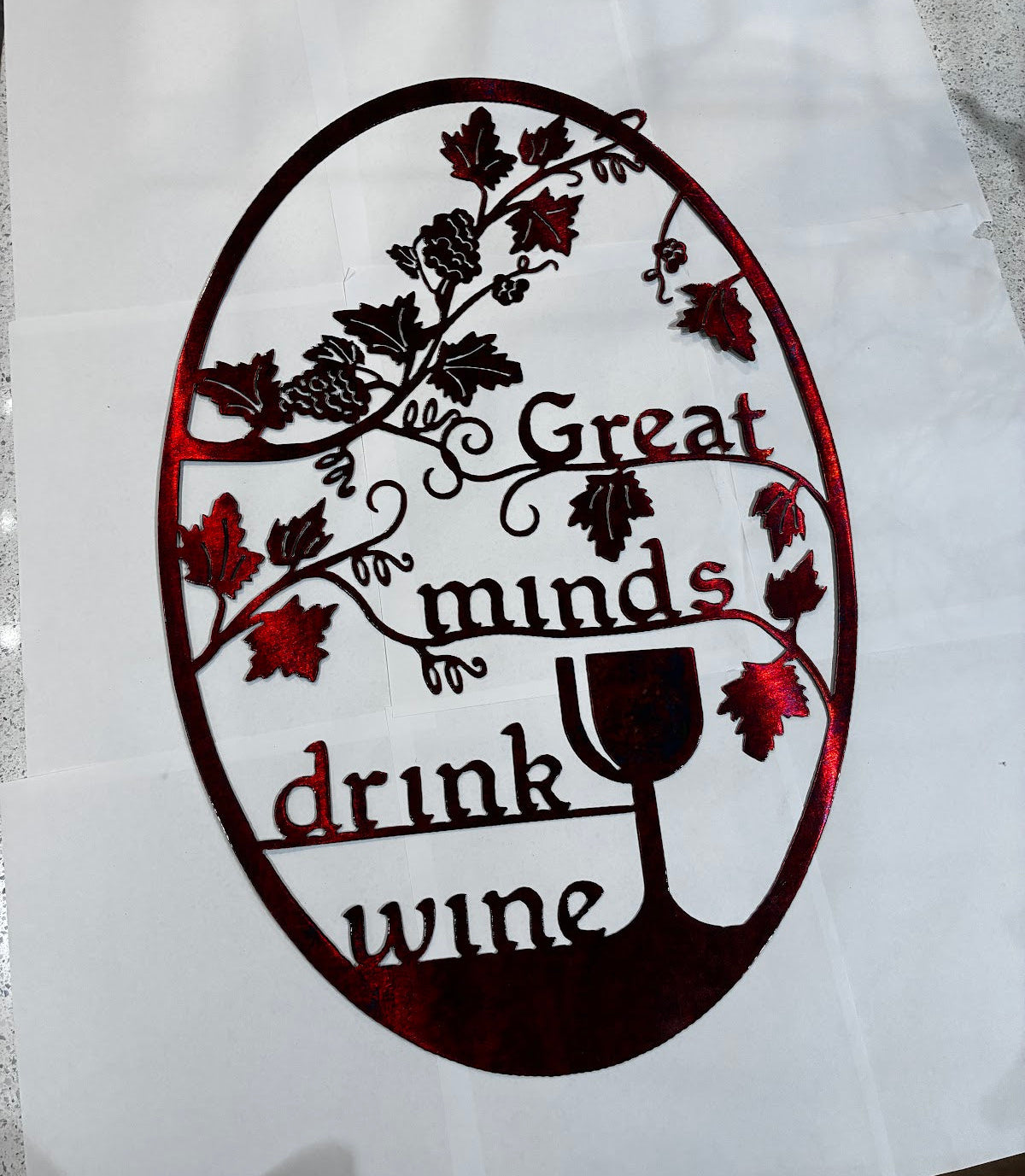 Wine Oval Great Minds Drink Wine Metal Sign 24x15.5 18 Gauge Steel Wall Decor