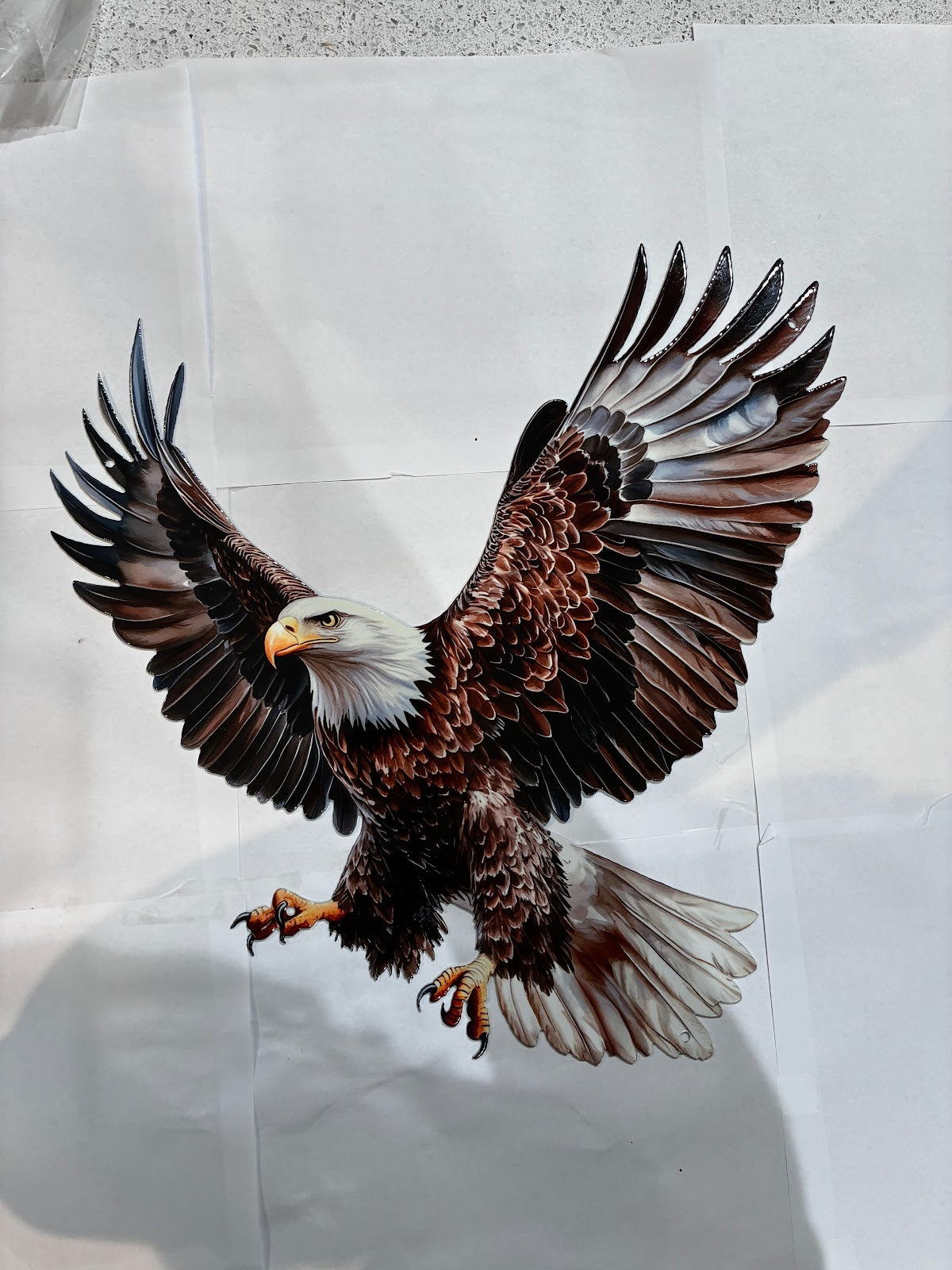 Patriotic Full Color Eagle with wings spread orange talons facing the left Metal Sign 16x15.5 18 Gauge Steel Wall Decor