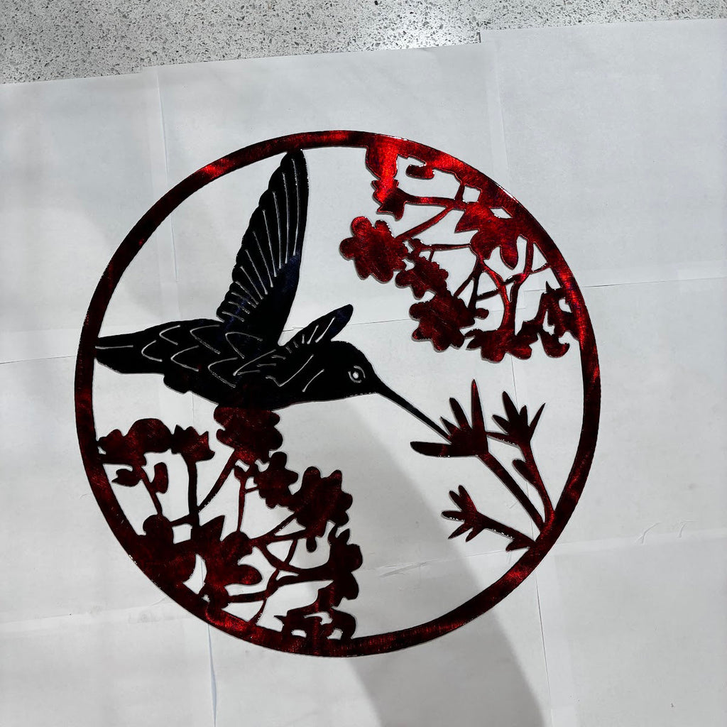 Wildlife 16in Circle Hummingbird Metal Sign 16 18 Gauge Steel Wall Decor