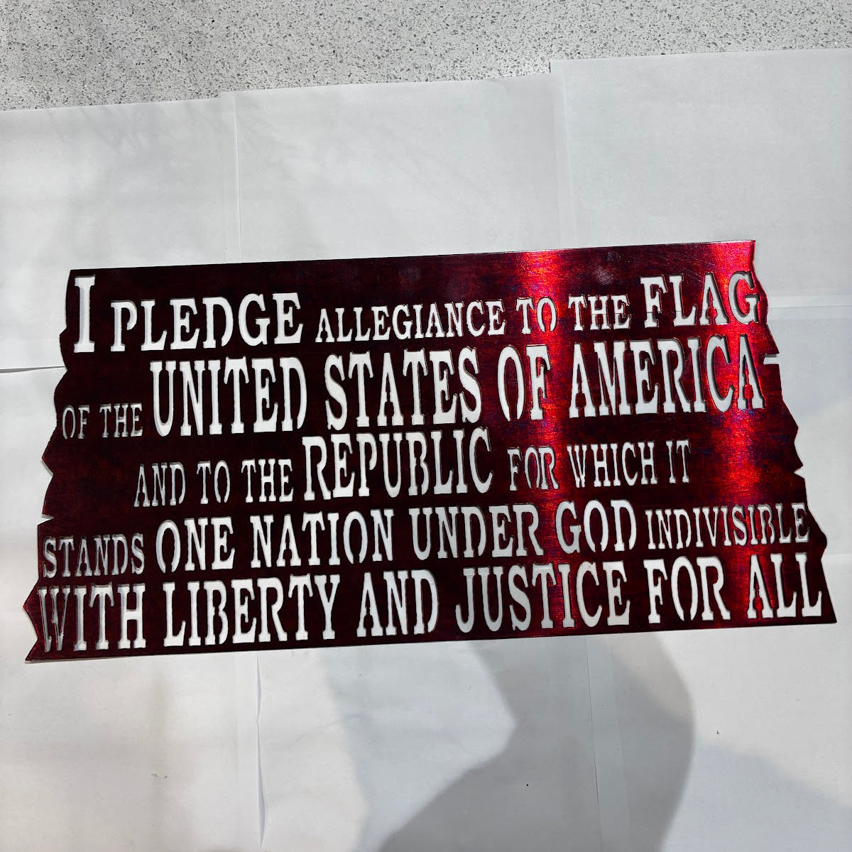 Patriotic Pledge of Allegiance Rectangle Metal Sign 12x23 18 Gauge Steel Wall Decor
