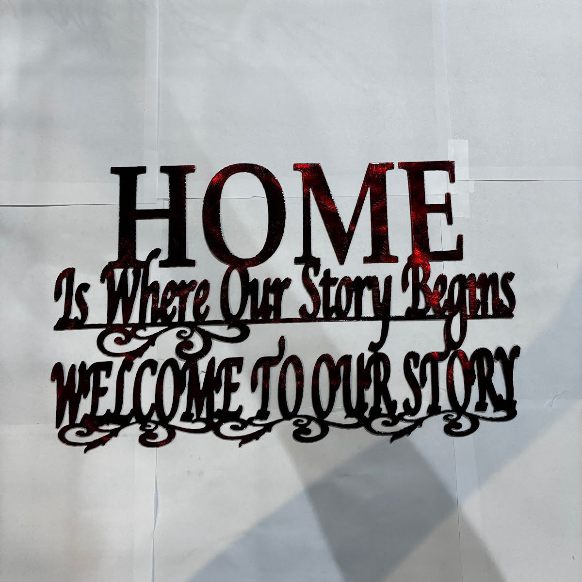Word Home is where our story begins Welcome to our story Metal Sign 9.5x15.5 18 Gauge Steel Wall Decor
