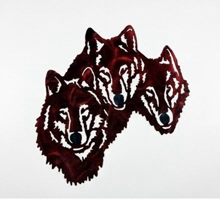 Wildlife 3 Wolf Heads Metal Sign 15x15.5 18 Gauge Steel Wall Decor