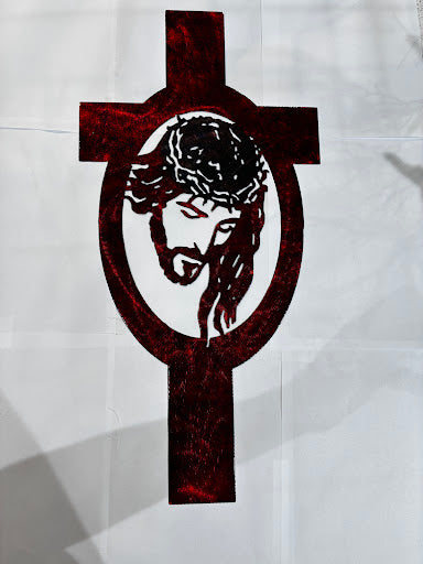 Cross with Jesus Face Metal Sign 24x12 18 Gauge Steel Wall Decor