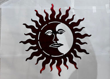 Sun w/ moon Face Copper Metal Sign 17x17 18 Gauge Steel Wall Decor