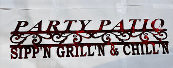 Party Patio Sippn Grilln Chillin Metal Sign 5.5x23.5