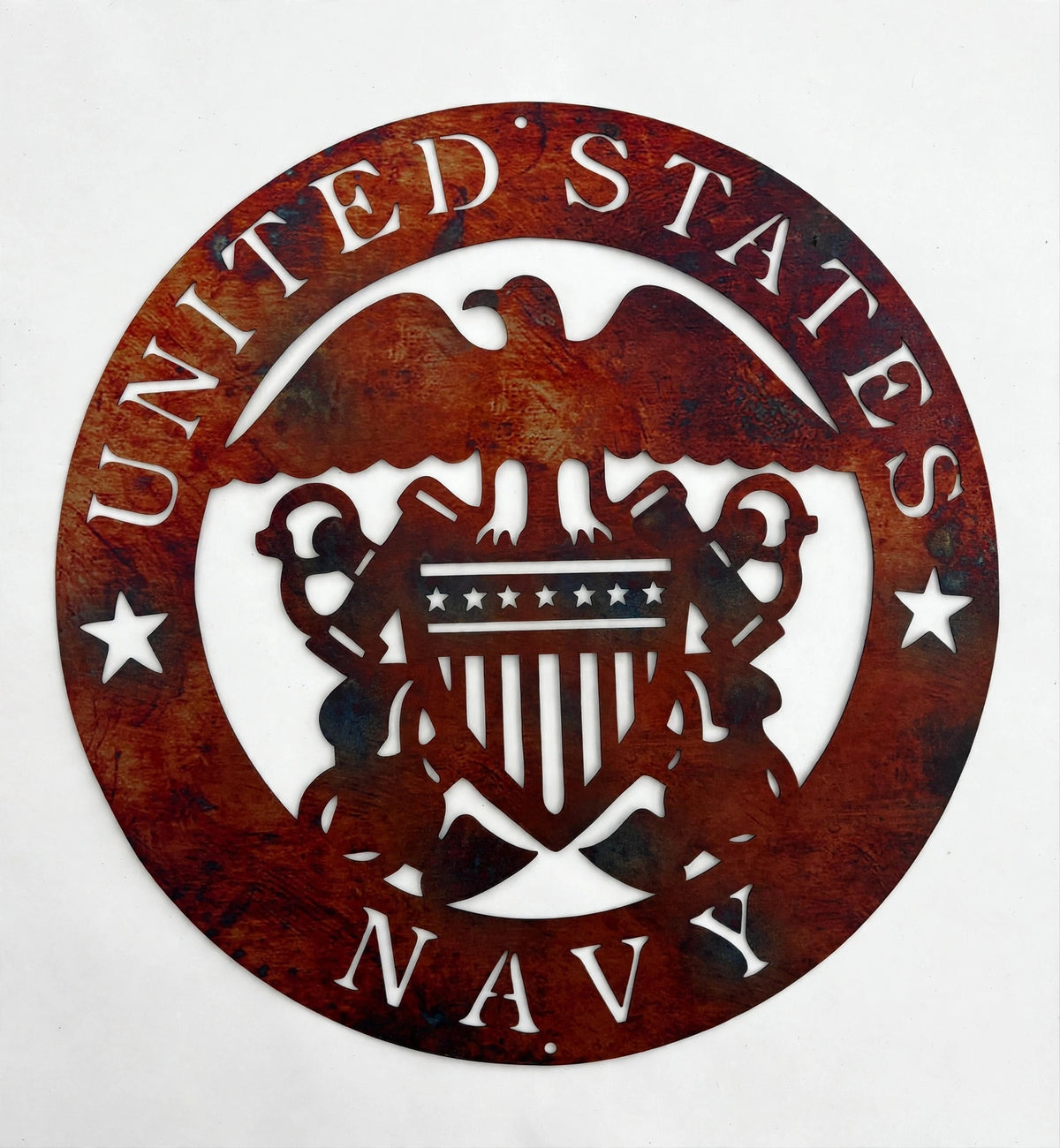 Patriotic Navy Lighter Copper Metal Sign 16in
