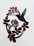Dark blue Hummingbird with Copper Rose Metal Sign