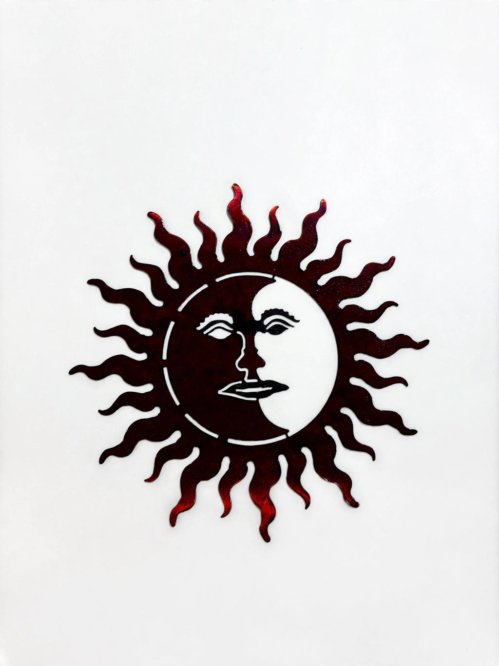 Sun with Moon Face Copper Metal Sign
