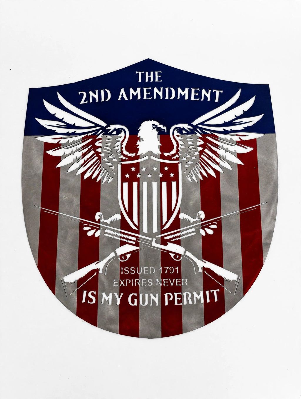 Patriotic 2nd Amendment Shield Metal Sign
