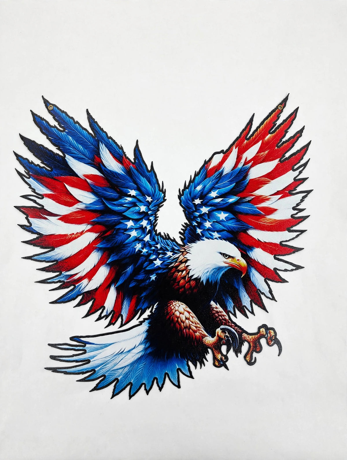 Patriotic 24in Eagle US Flag Color Wings Metal Sign