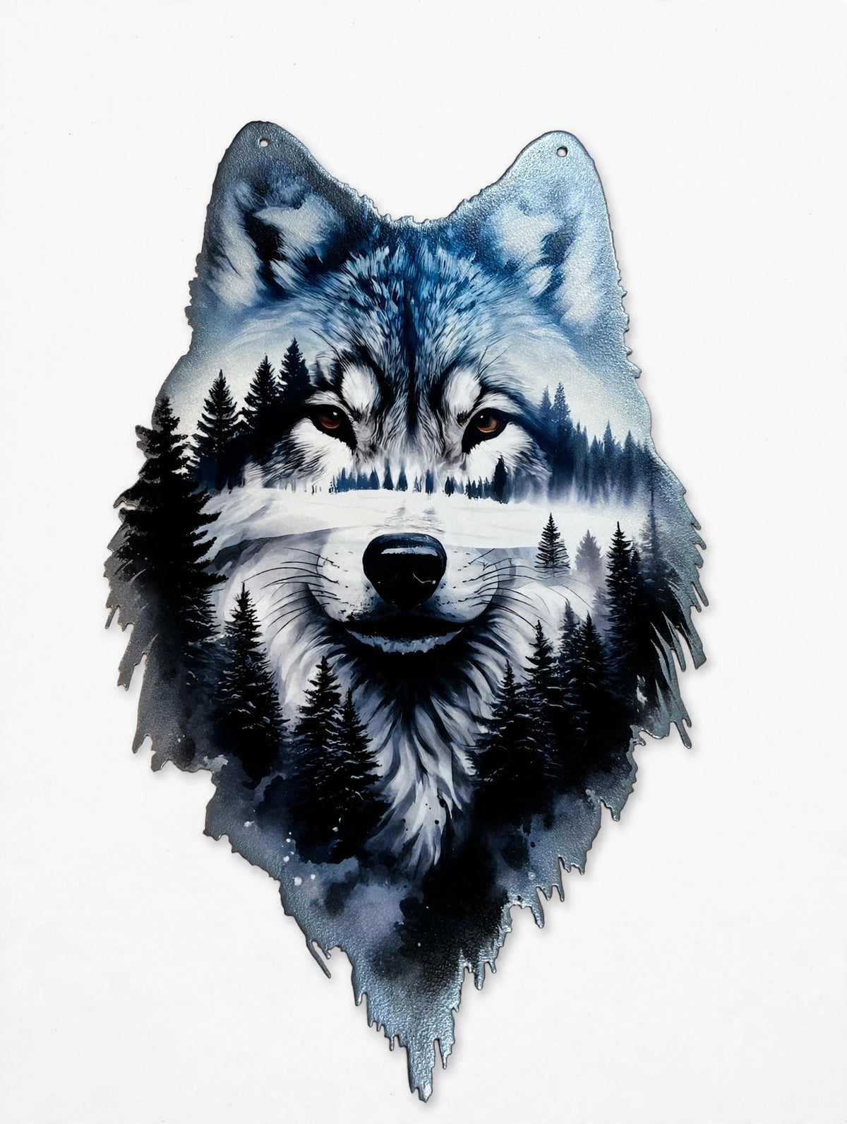 Wildlife 18in Color Wolf Head Metal Sign