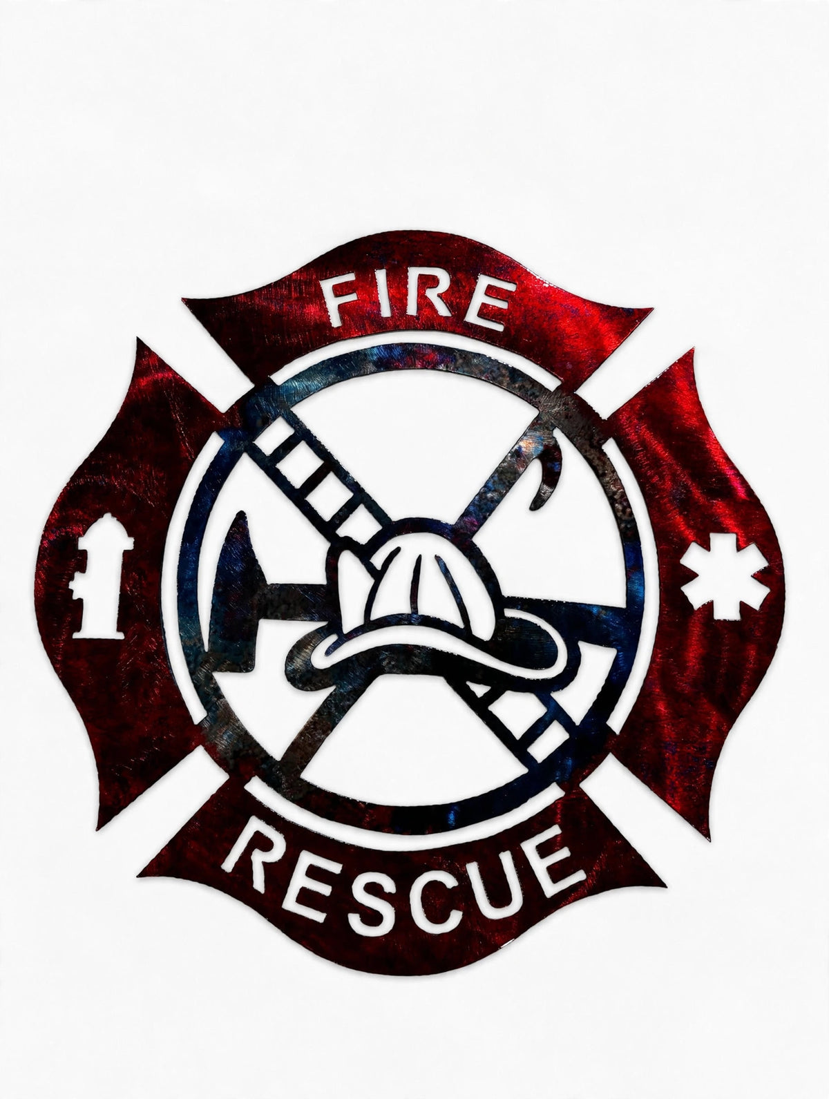 Patriotic Fire Rescue Metal Sign 16in